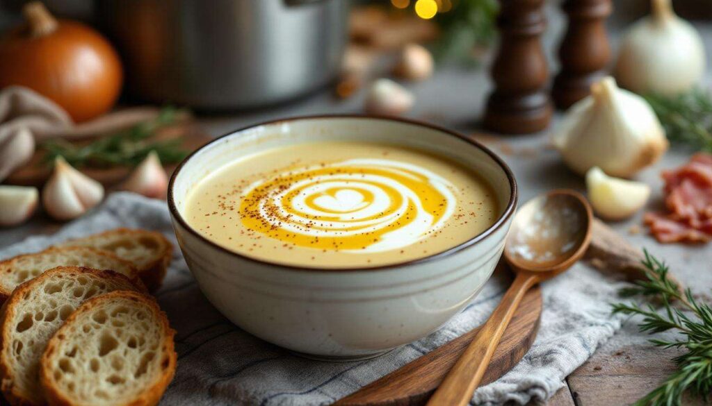 Le lard croustillant change tout dans cette recette toute simple de velouté de potiron...