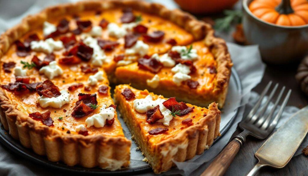 Quiche potiron lardons, garniture ricotta cumin miel : une touche d’automne dans votre assiette