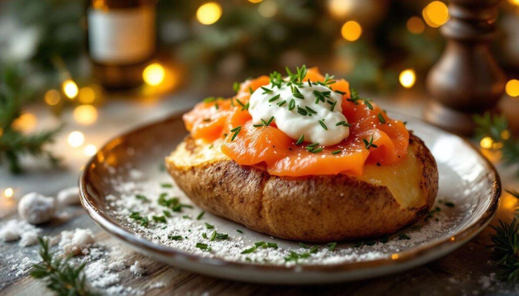 Une entrée simple et petit budget pour Noël : la pomme de terre au four avec du saumon fumé