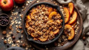Gourmand et prêt en 12 minutes : mon crumble express de kakis caramélisés à la poêle parfait en automne