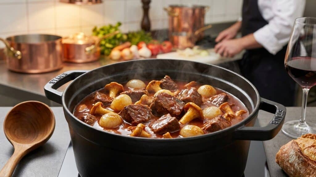 La recette du bœuf bourguignon selon Etchebest : secrets d'un chef étoilé