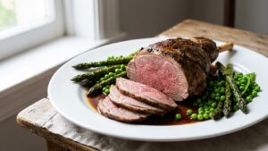 Agneau de Pâques au four : cuisson rosée et accompagnements printaniers